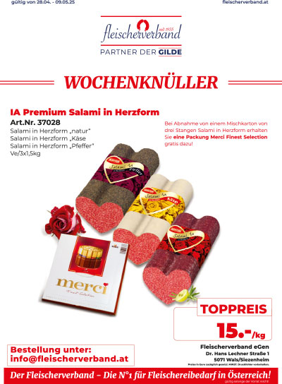 Wochenknueller Muttertagsaktion Herzform Salami